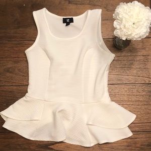 White Peplum Top